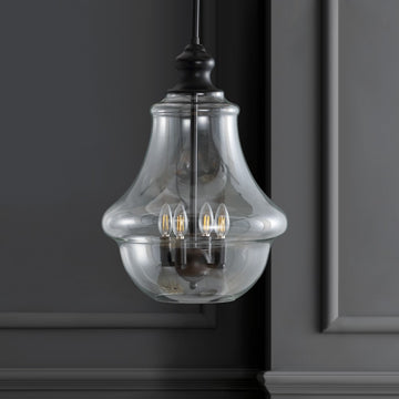 Adam Adjustable Metal/Glass LED Pendant - JONATHAN Y